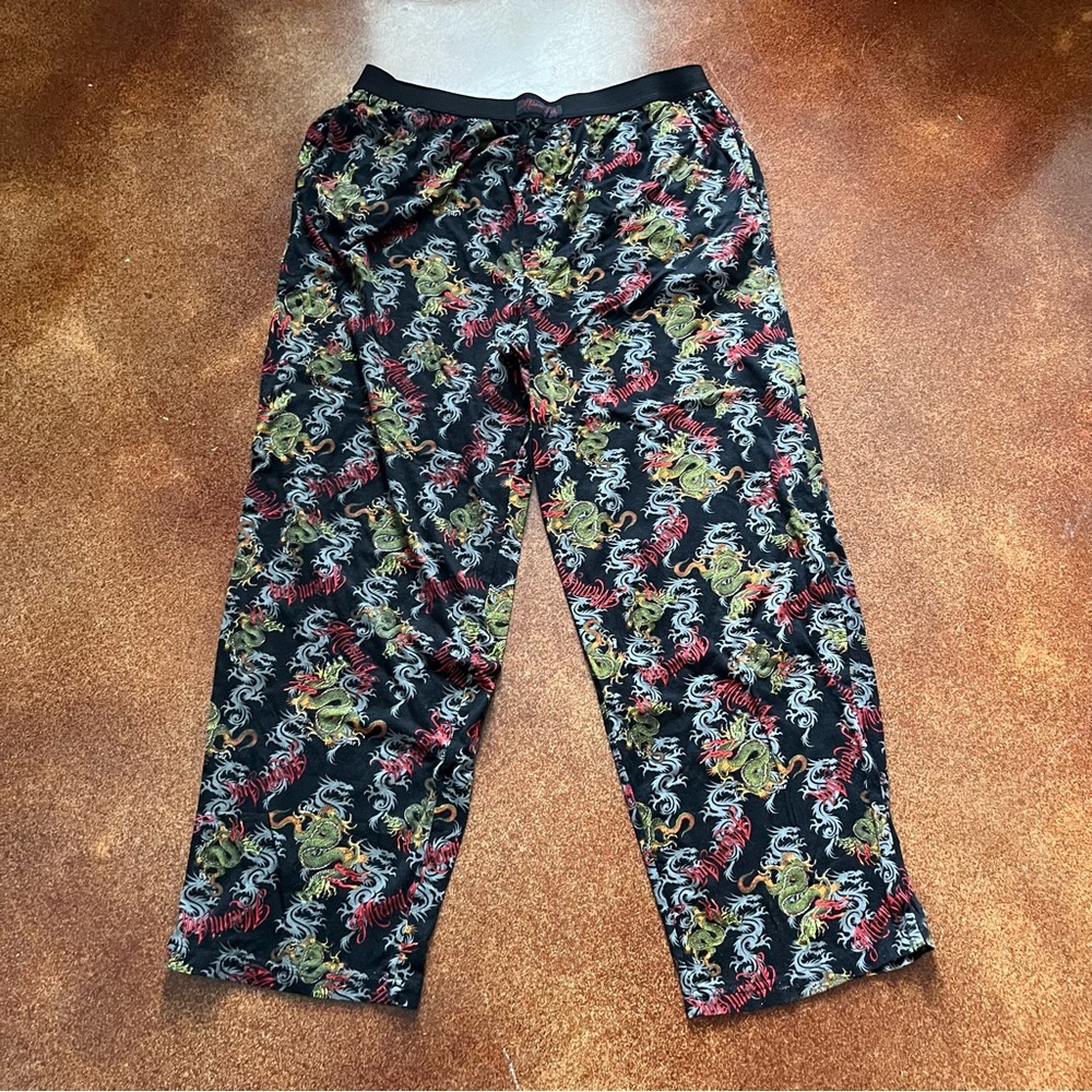 Miami Ink Black and Red Pajama Pants with Elastic Waistband Sz XL